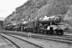 Machynlleth Loco; 7822 "Foxcote Manor" leads three other Manors. Prep for Royal Train. Date; July.1963 Digital Copies Available